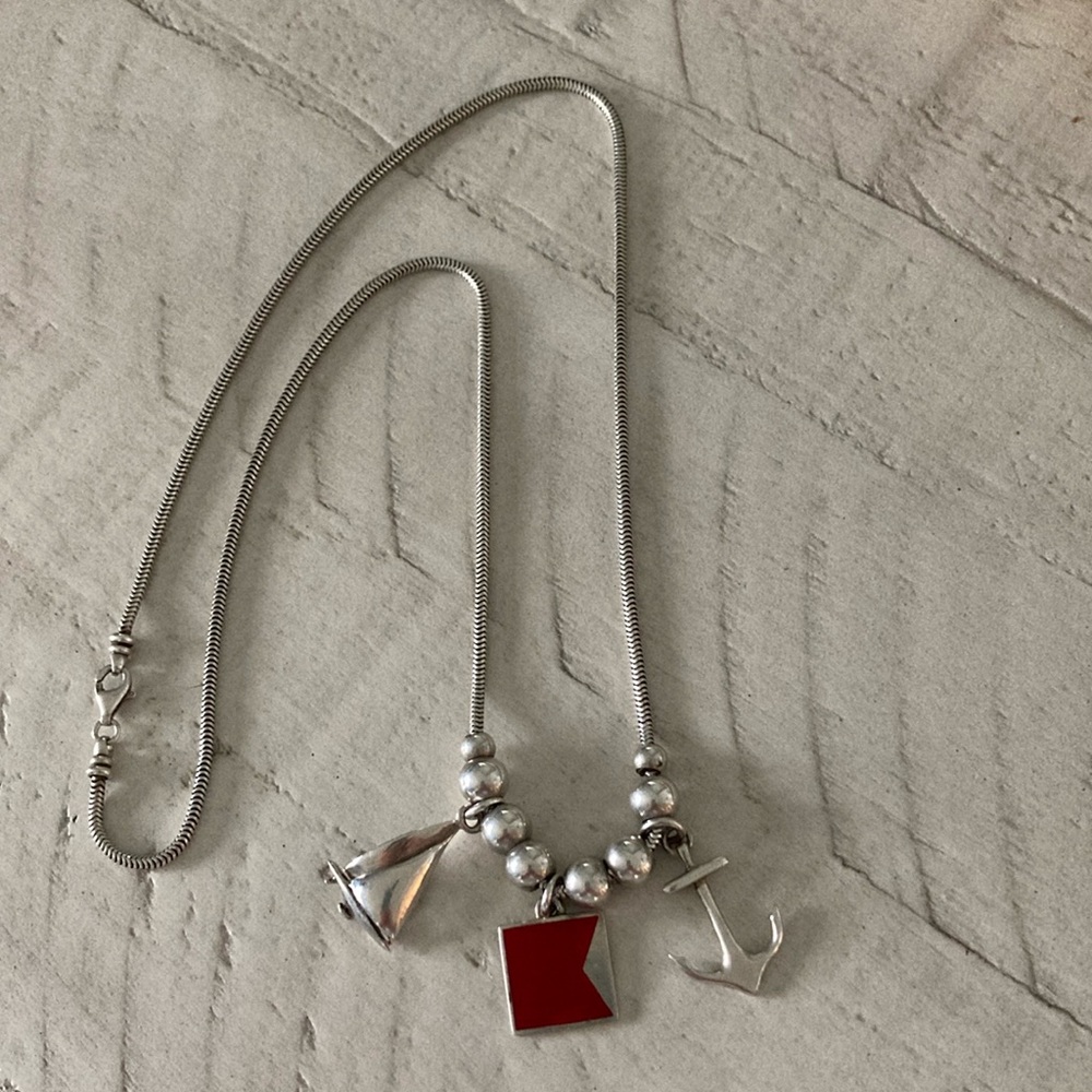 Sterling add a bead with nautical charms necklace